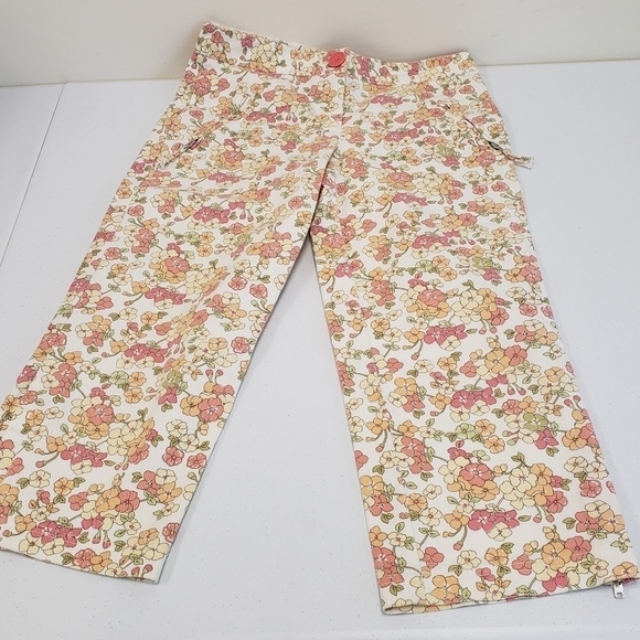 Loft Petites Floral Marisa Cropped Pants Size 2P - Picture 1 of 8